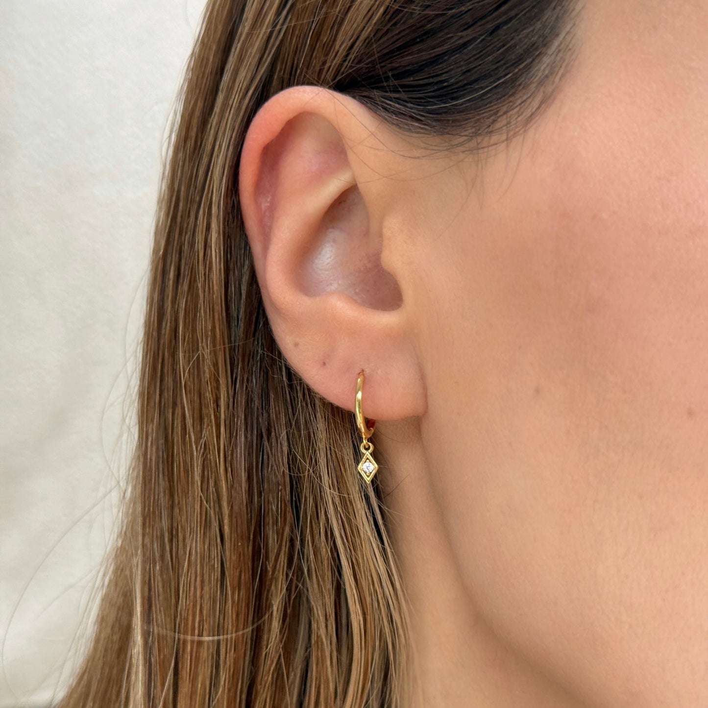 Silver Gem Drop Huggie Earrings