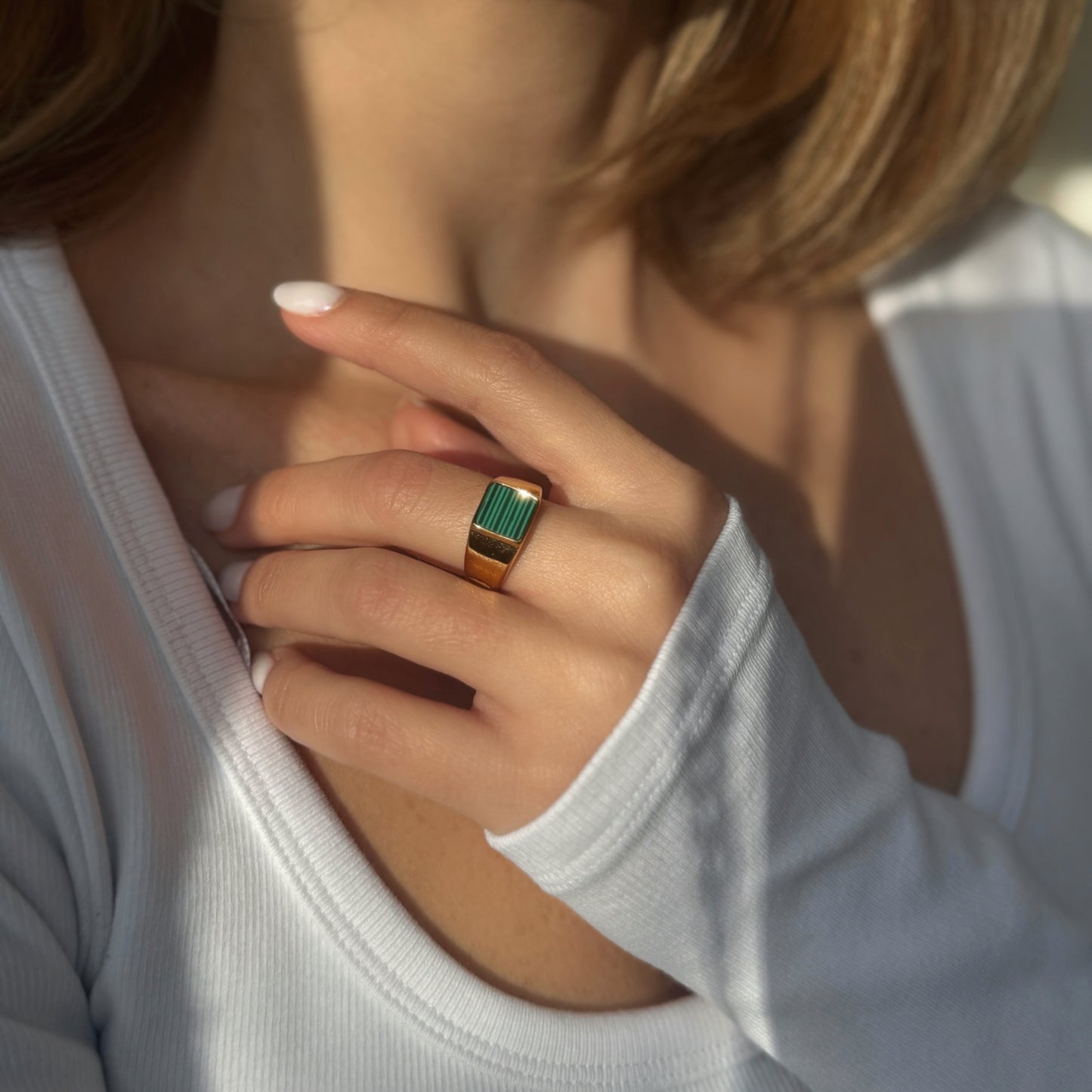 Black Malachite Signet Ring
