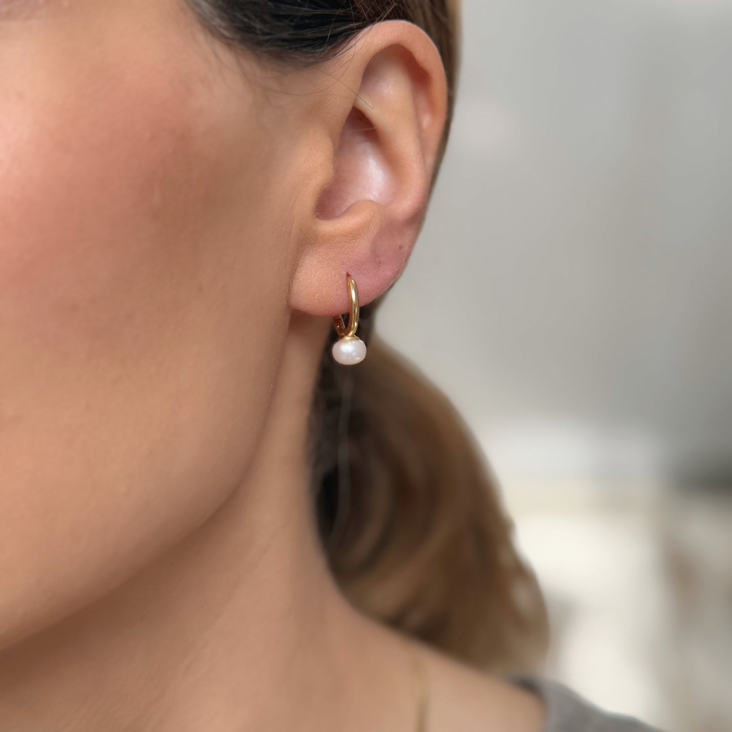 Gold Mini Pearl Drop Earrings