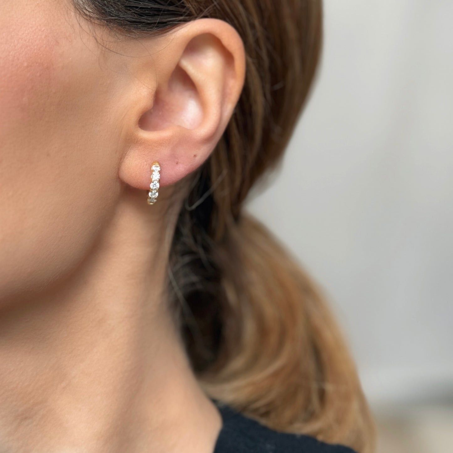 Delicate Green Rhinestone Huggie Earrings