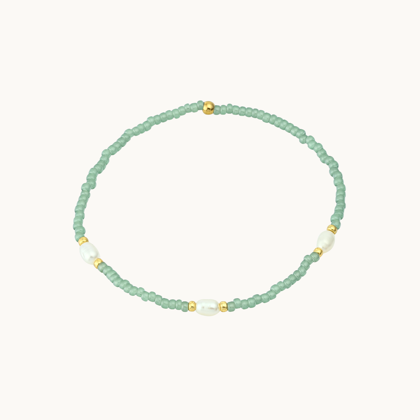 Sage & Gold Handmade Bead Bracelet