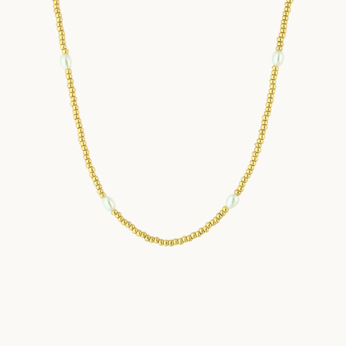 All Pearl Gold Handmade Bead Necklace