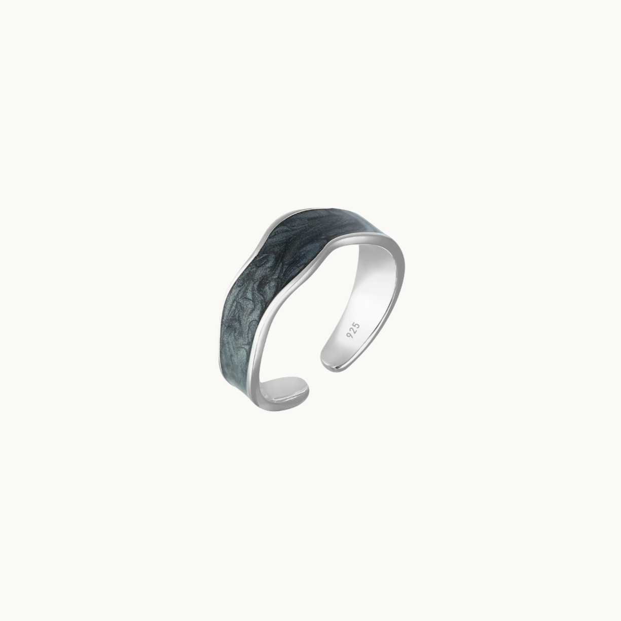Black Enamel Flowing Ring