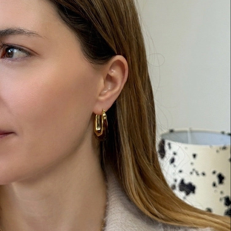 Chunky Black Marble Earrings