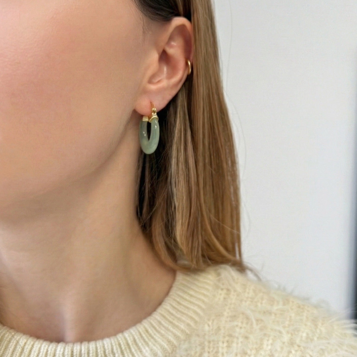 Dark Green Oval Earrings