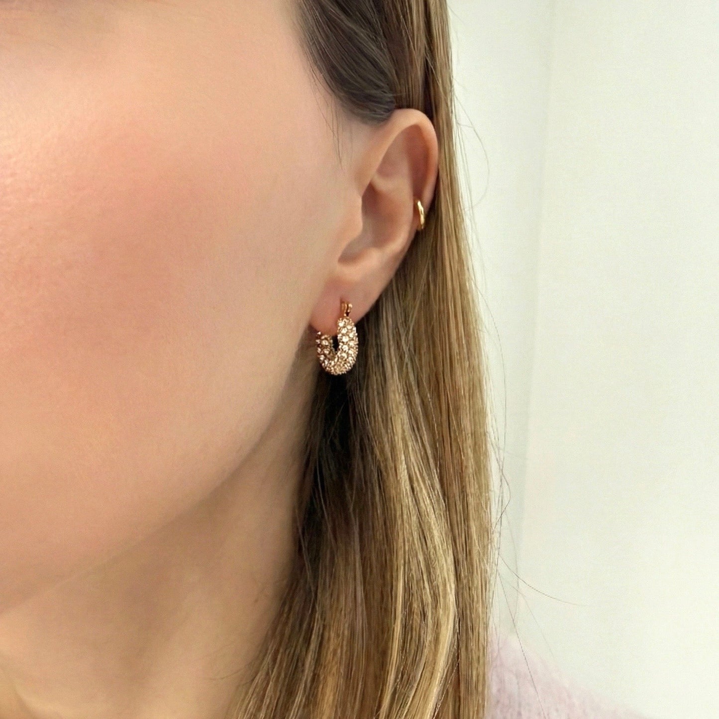 Small Green Rhinestone Statement Earrings