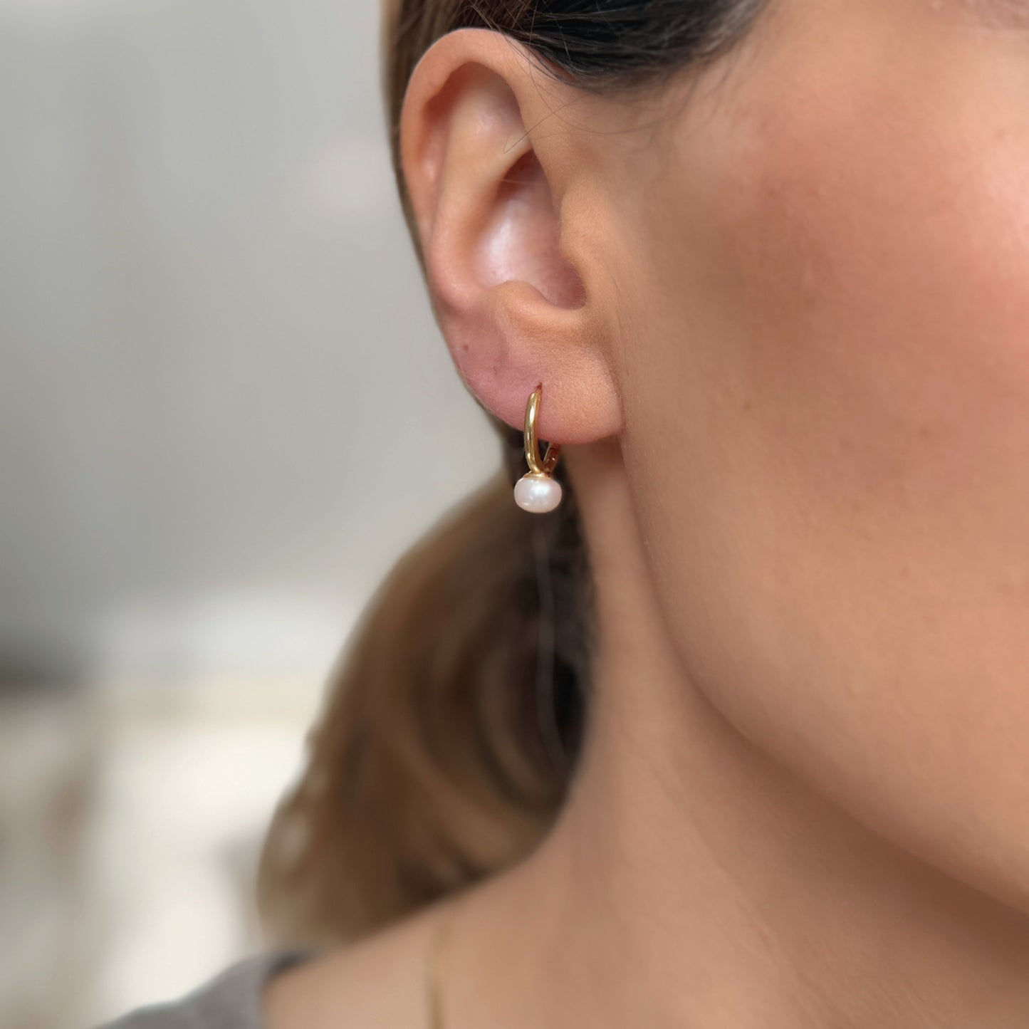 Gold Mini Pearl Drop Earrings