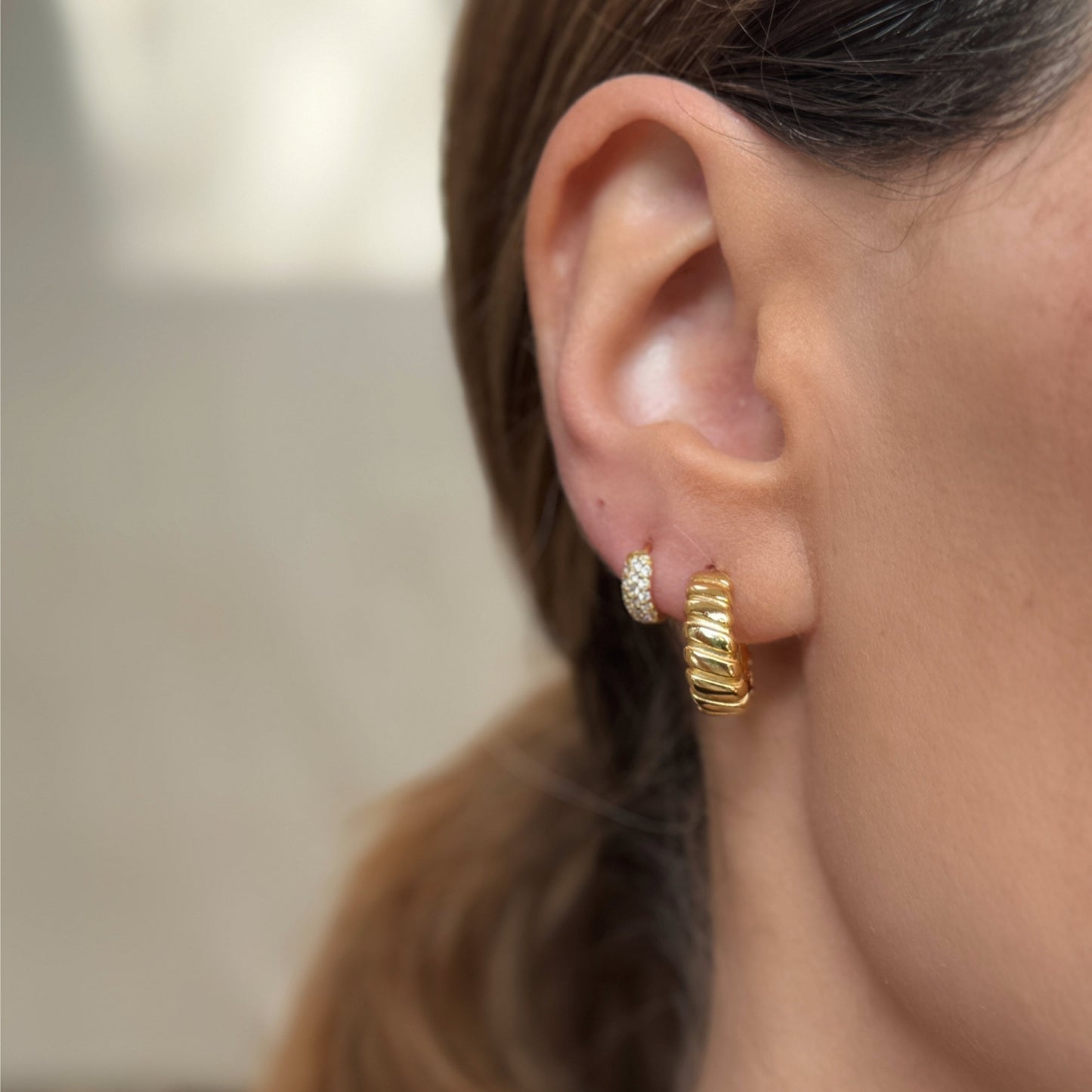 Mini Croissant Huggie Earrings