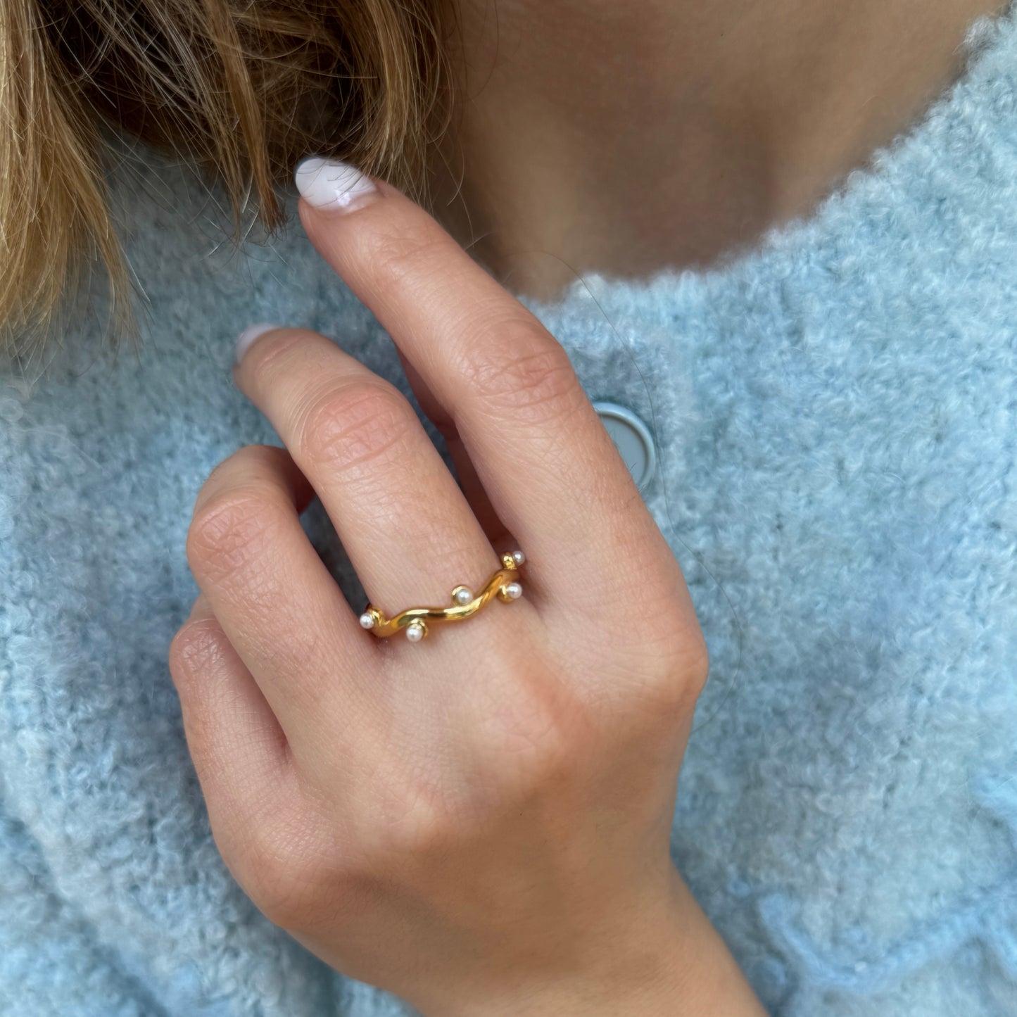 Irregular Adjustable Pearl Ring