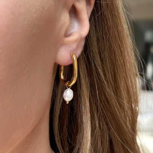 Square Pearl Drop Earrings