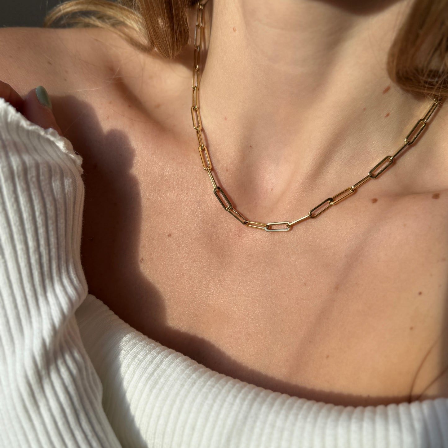 Gold Chunky Paperclip Chain Necklace