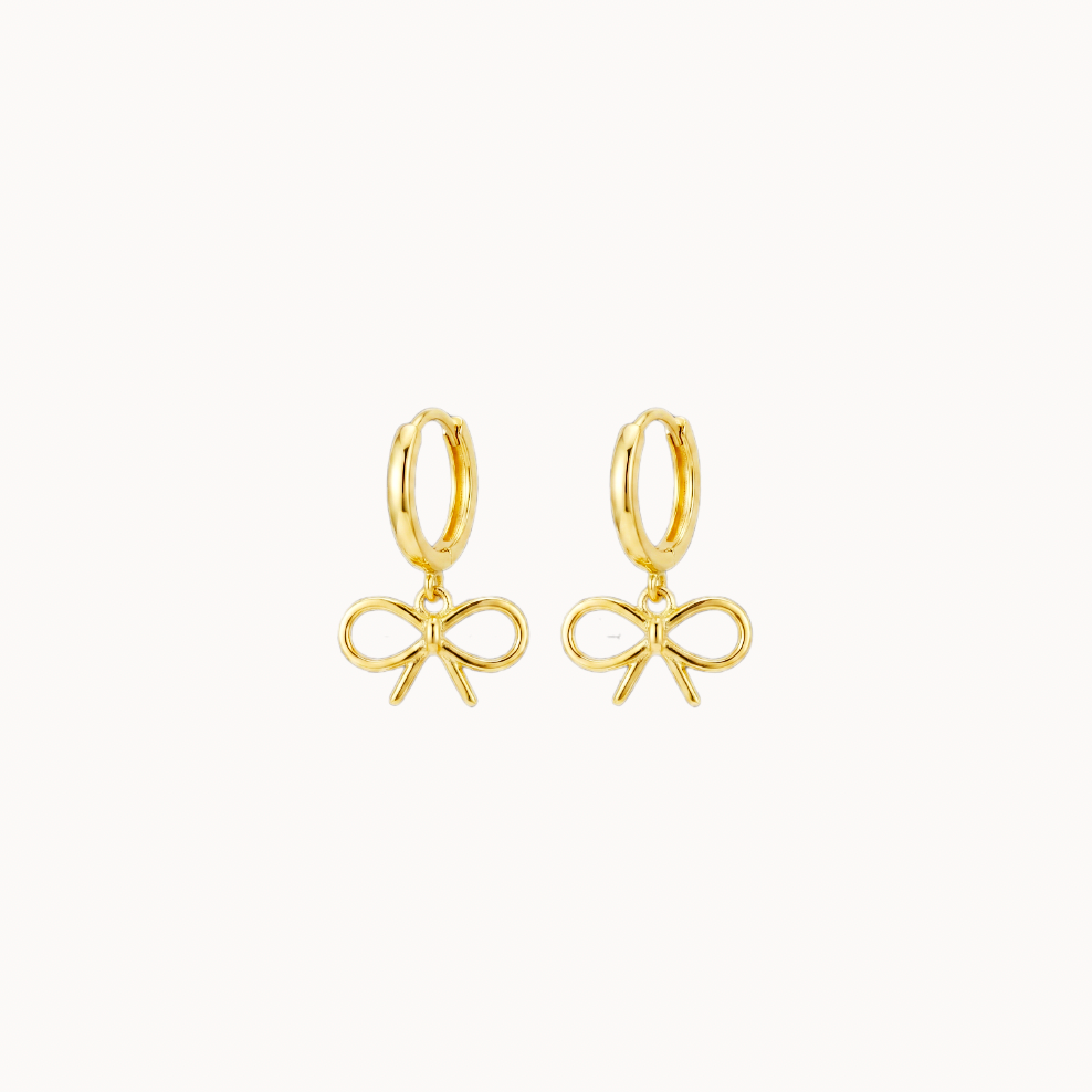 Gold Bow Huggie Earrings