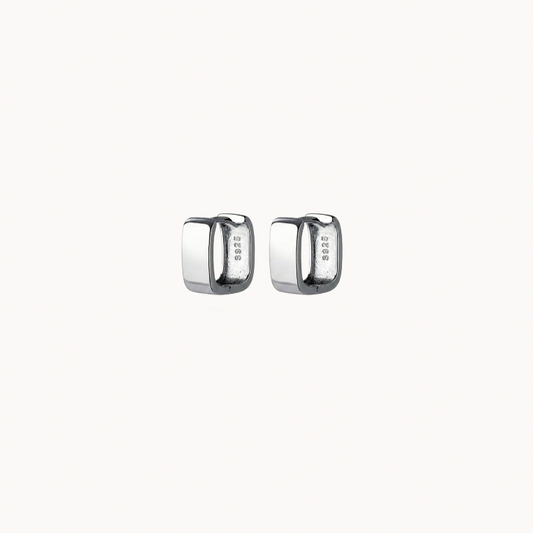 Silver Soft Square Huggie Earrings