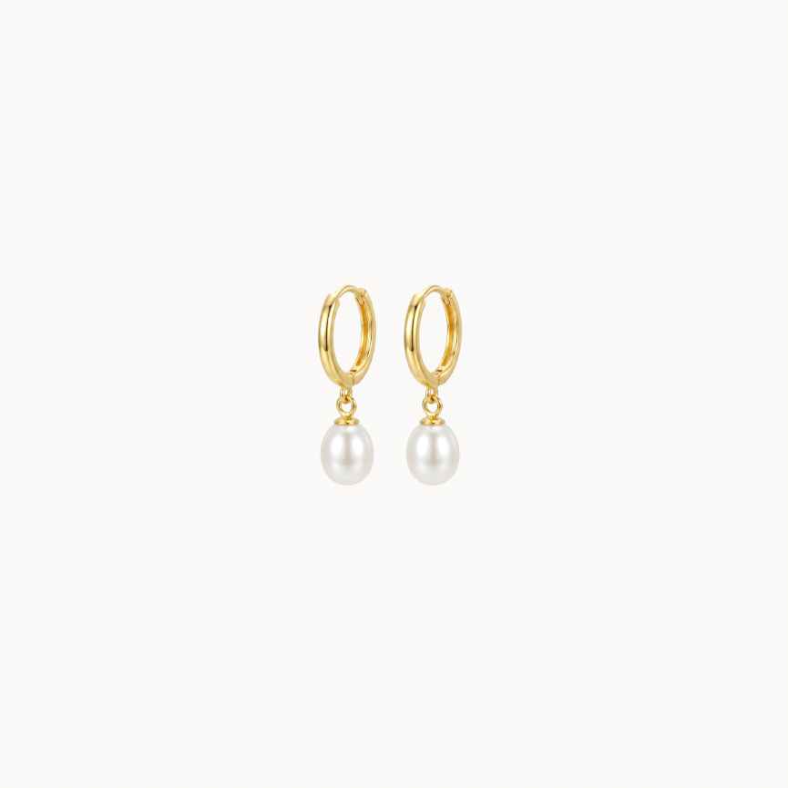Gold Dainty Pearl Drop Earrings