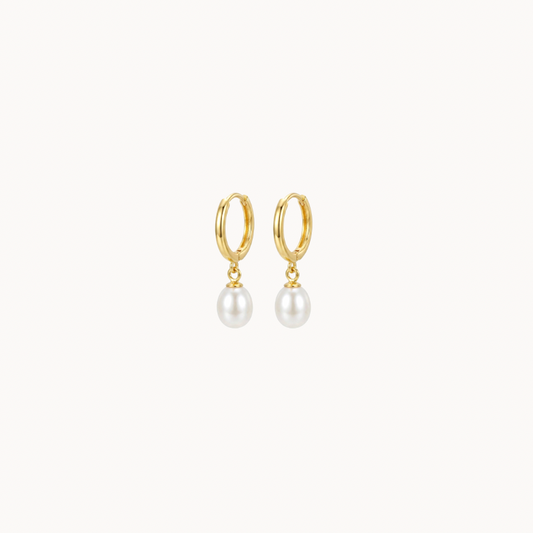 Gold Dainty Pearl Drop Earrings