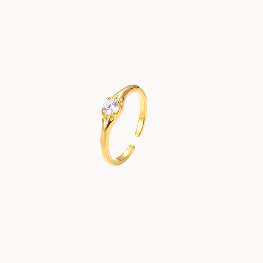 Gold One Stone Adjustable Ring