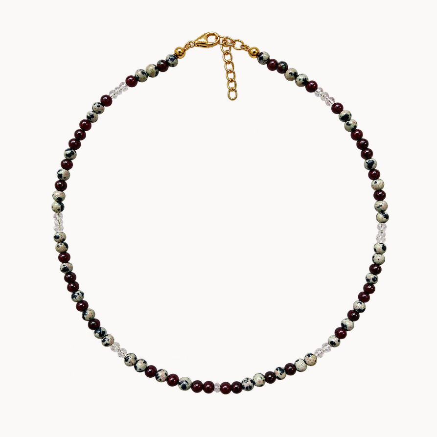 Berry Dalmatian Beaded Necklace