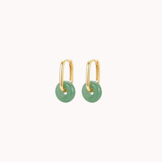 Gold Jade Donut Huggie Earrings