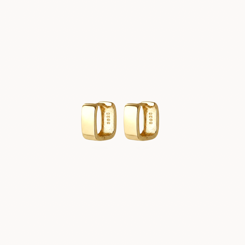 Silver Soft Square Huggie Earrings