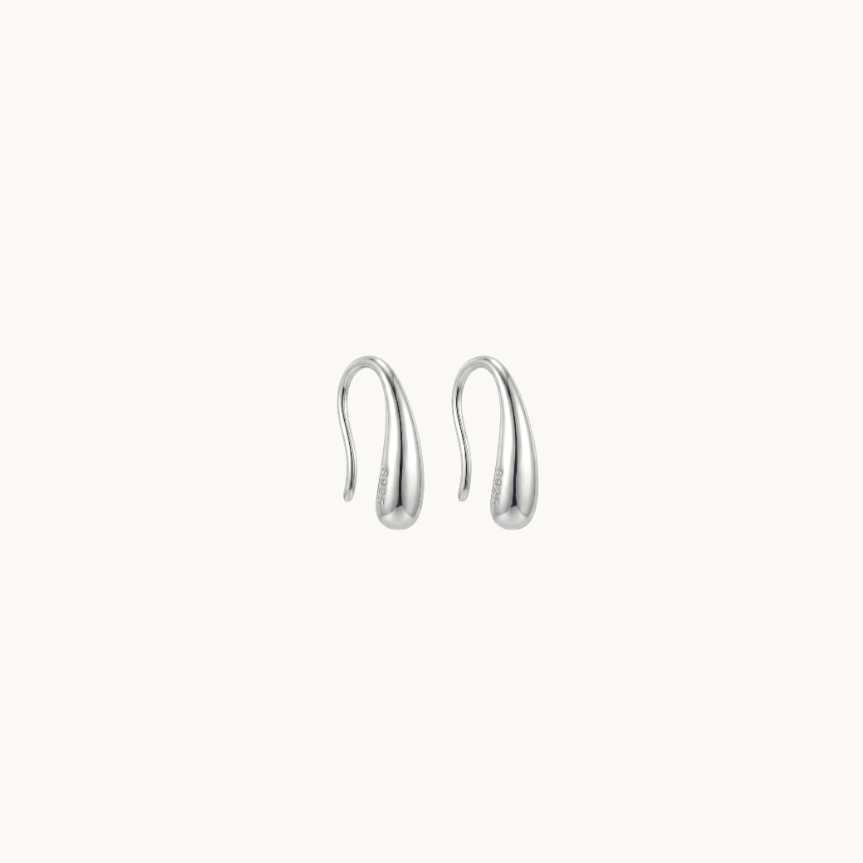 Silver Teardrop Hook Earrings