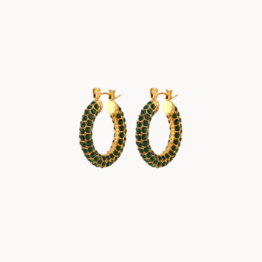 Large Green Rhinestone Statement Earrings