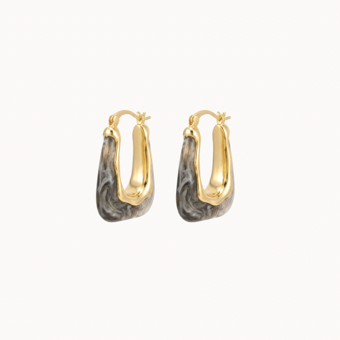 Chunky Black Marble Earrings