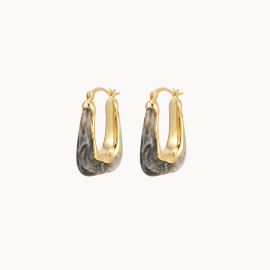 Chunky Black Marble Earrings