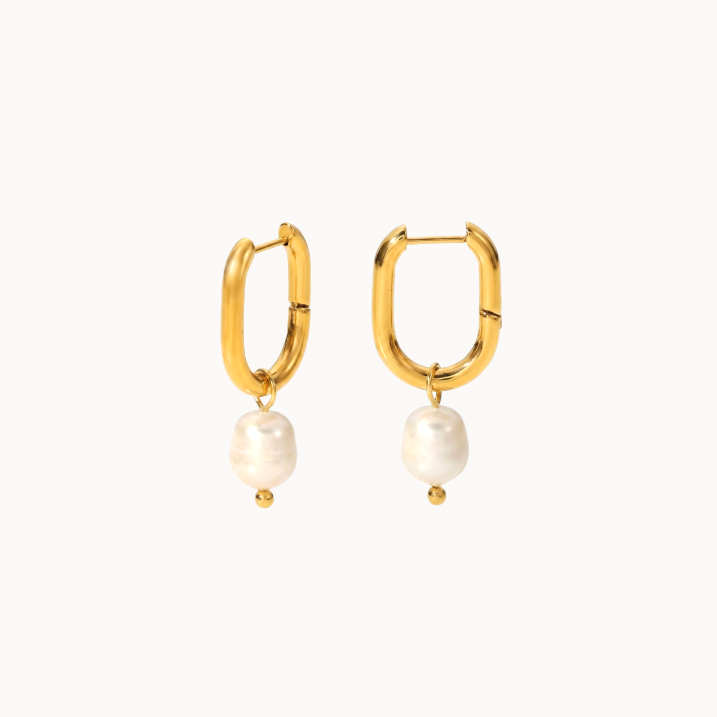 Square Pearl Drop Earrings