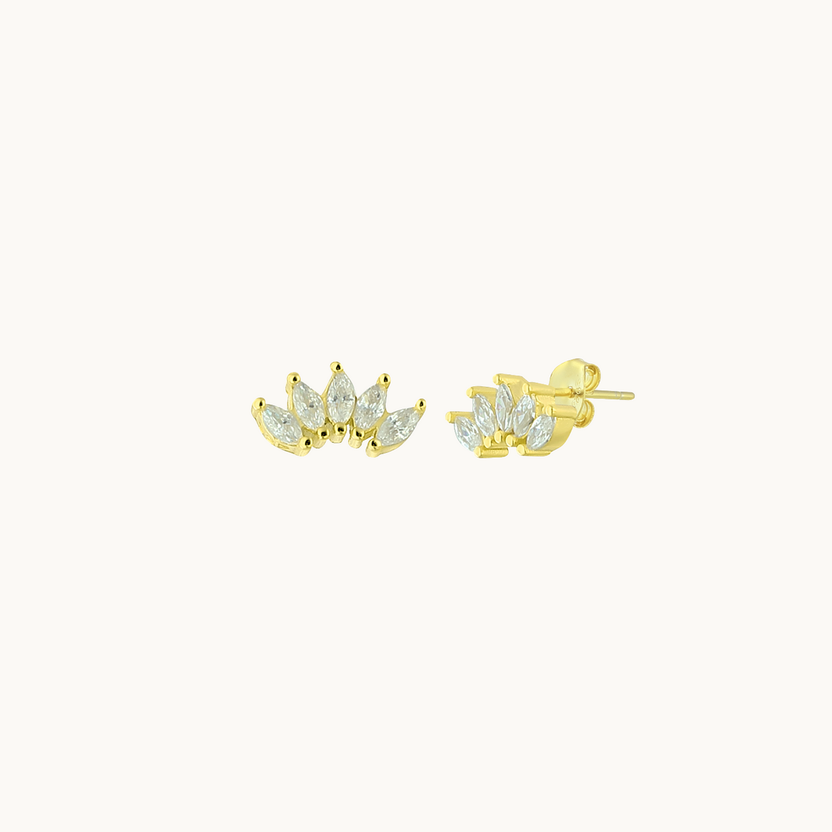 Gold Five Stone Stud Earrings