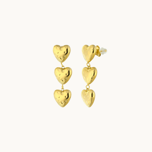 Three Heart Drop Earrings