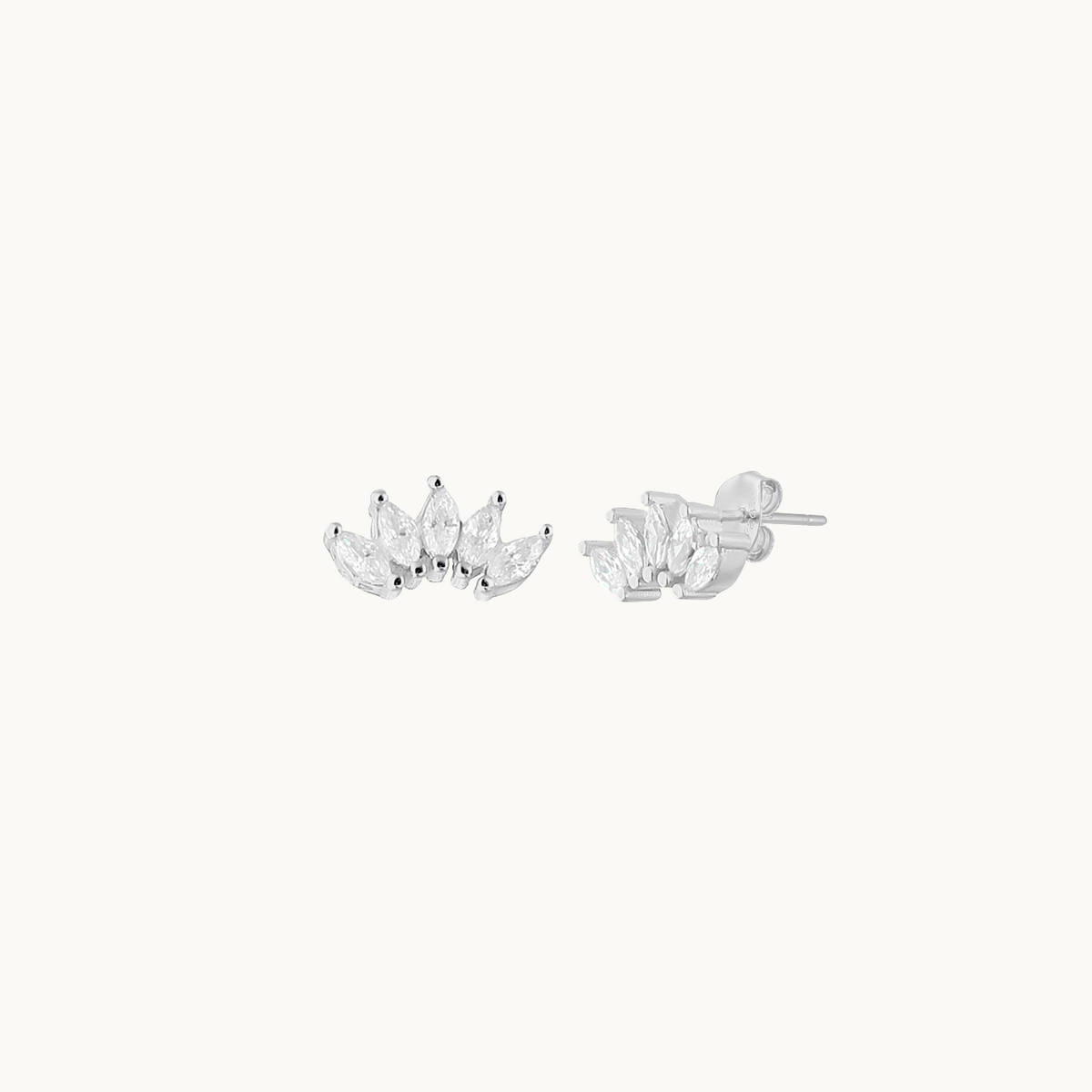 Gold Five Stone Stud Earrings