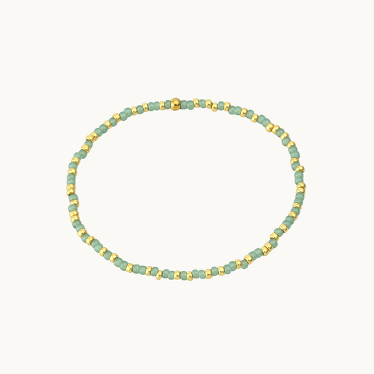 Sage & Gold Handmade Bead Bracelet