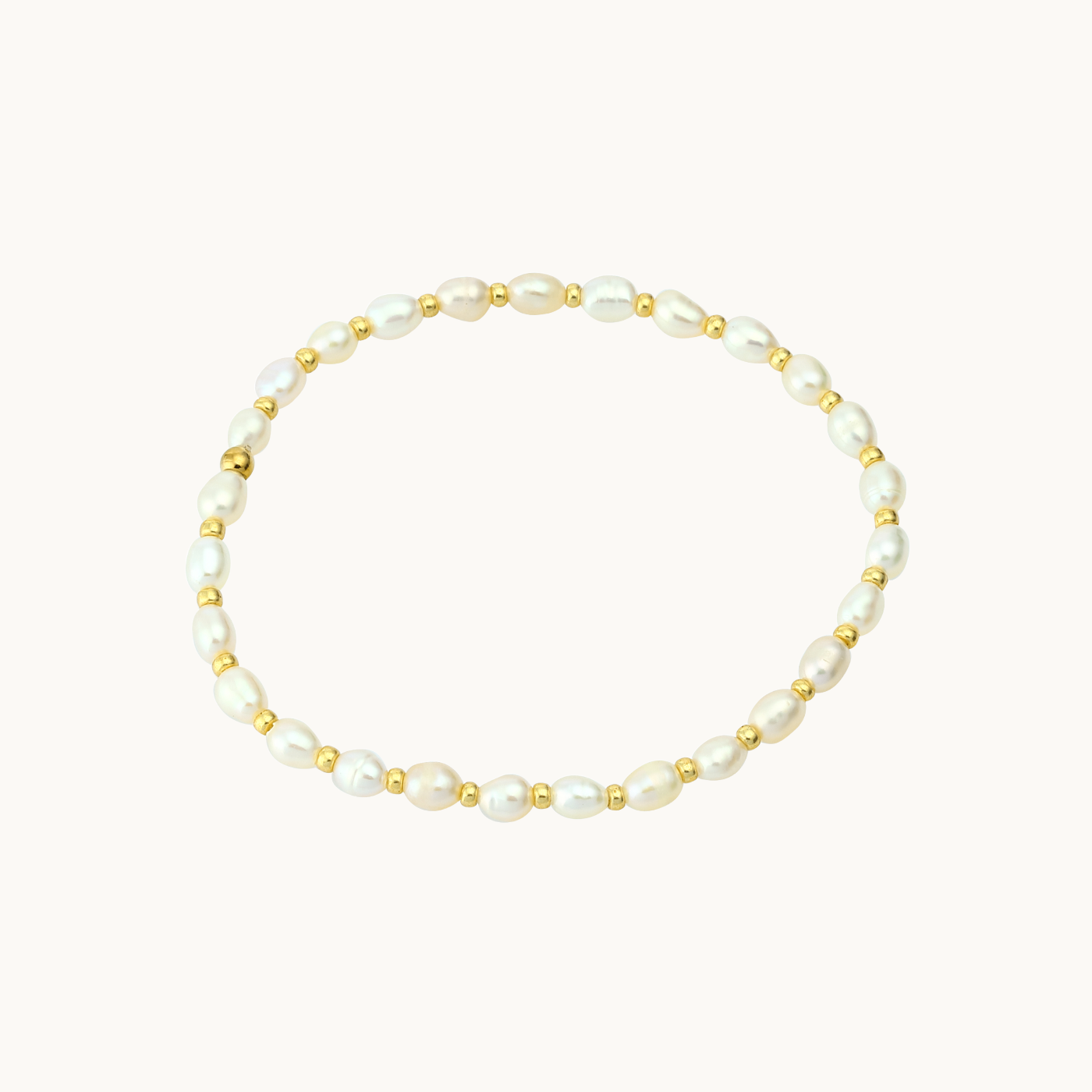 Pearl with Gold Beads Elastic Handmade Bracelet