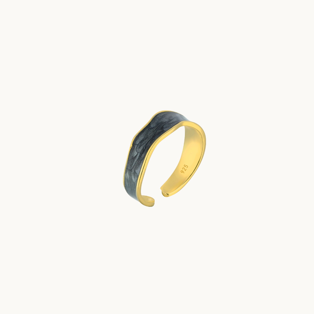 Black Enamel Flowing Ring