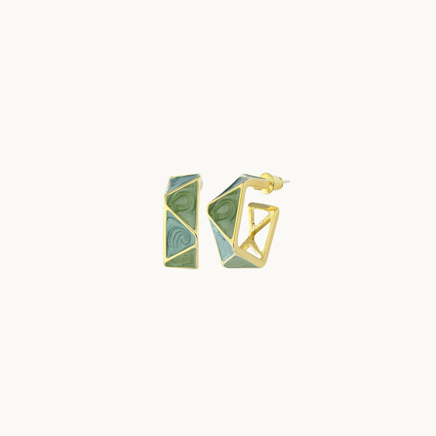 Green Geometric Chunky Earrings