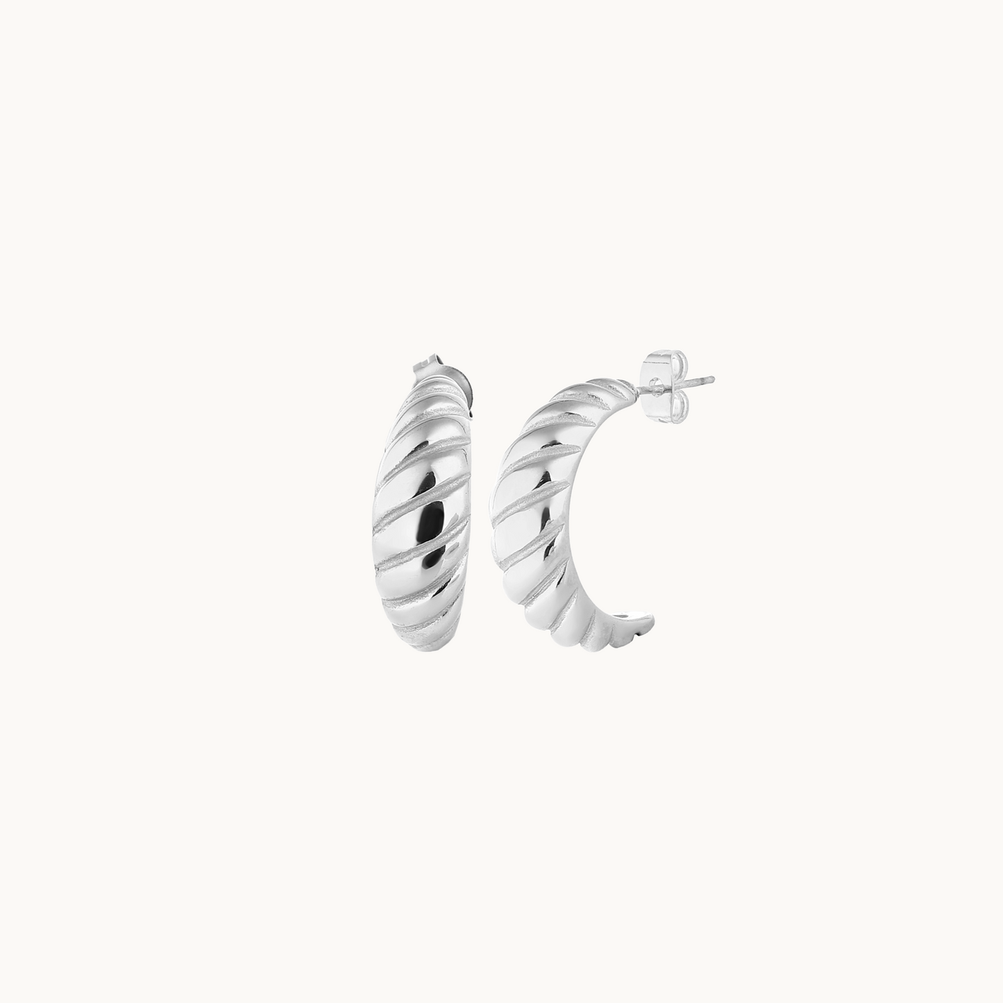 Silver Croissant Earrings