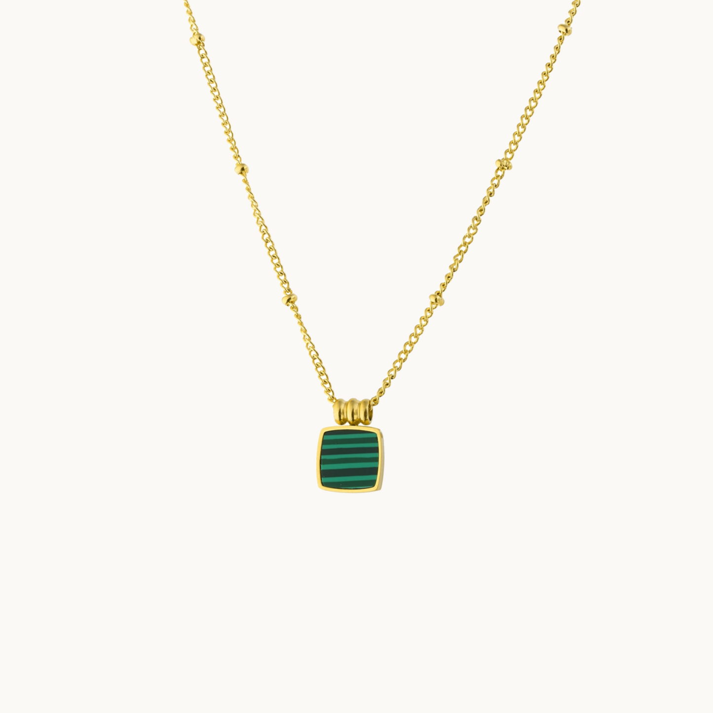 White Square Enamel Pendant Necklace
