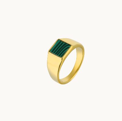Green Malachite Signet Ring