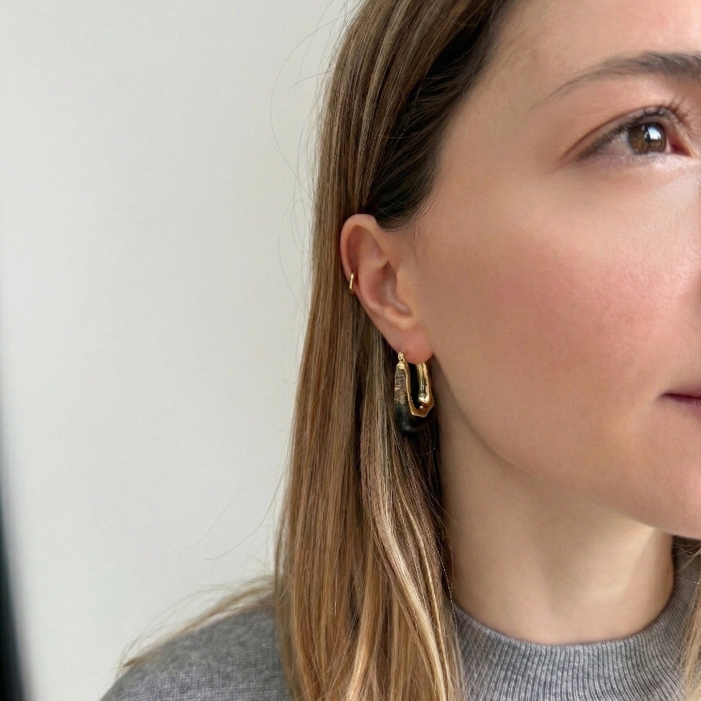 Chunky Black Marble Earrings