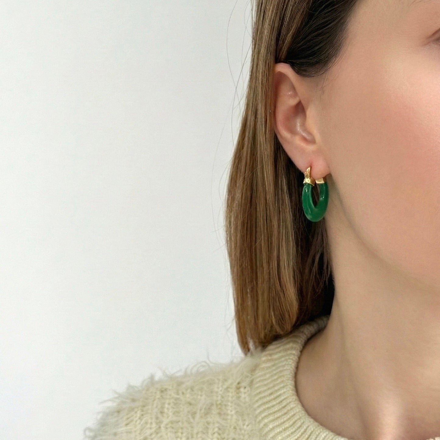 Dark Green Oval Earrings