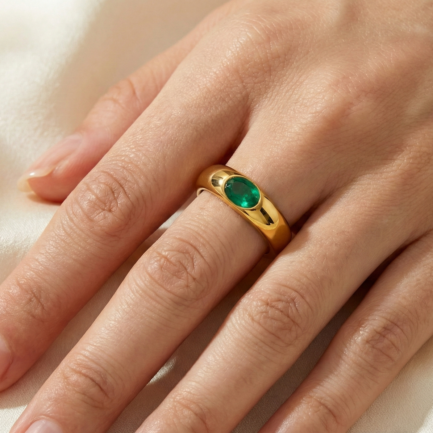 Green One Stone Ring