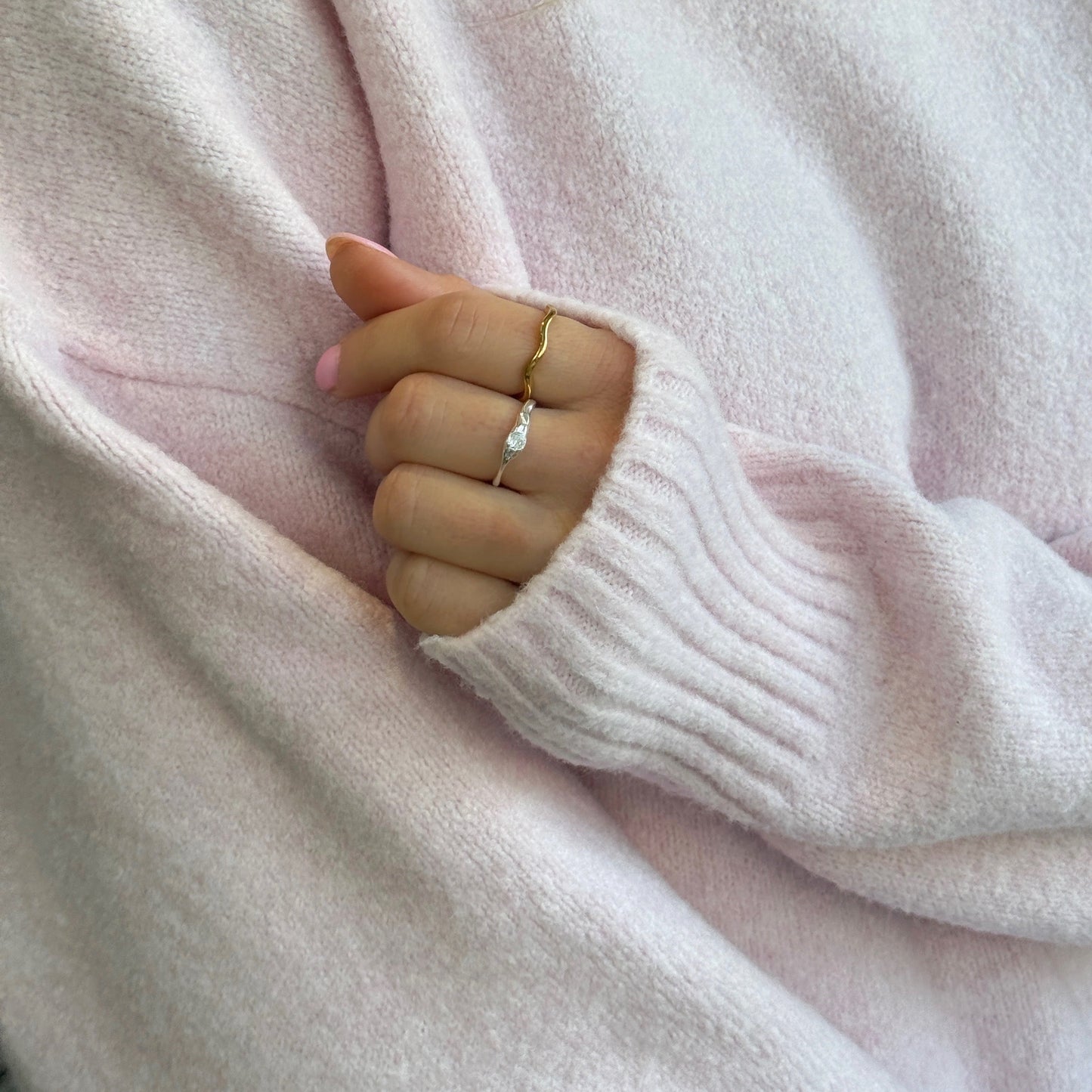 Silver One Stone Adjustable Ring
