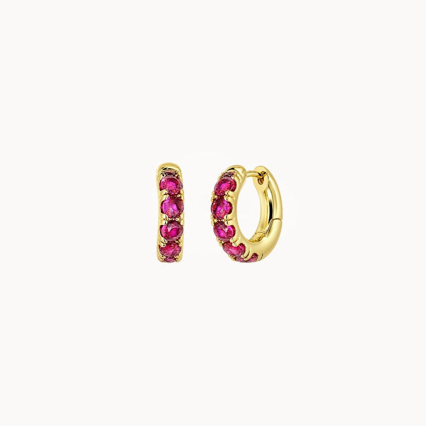 Pink Rhinestone  Chunky Hoop Earrings