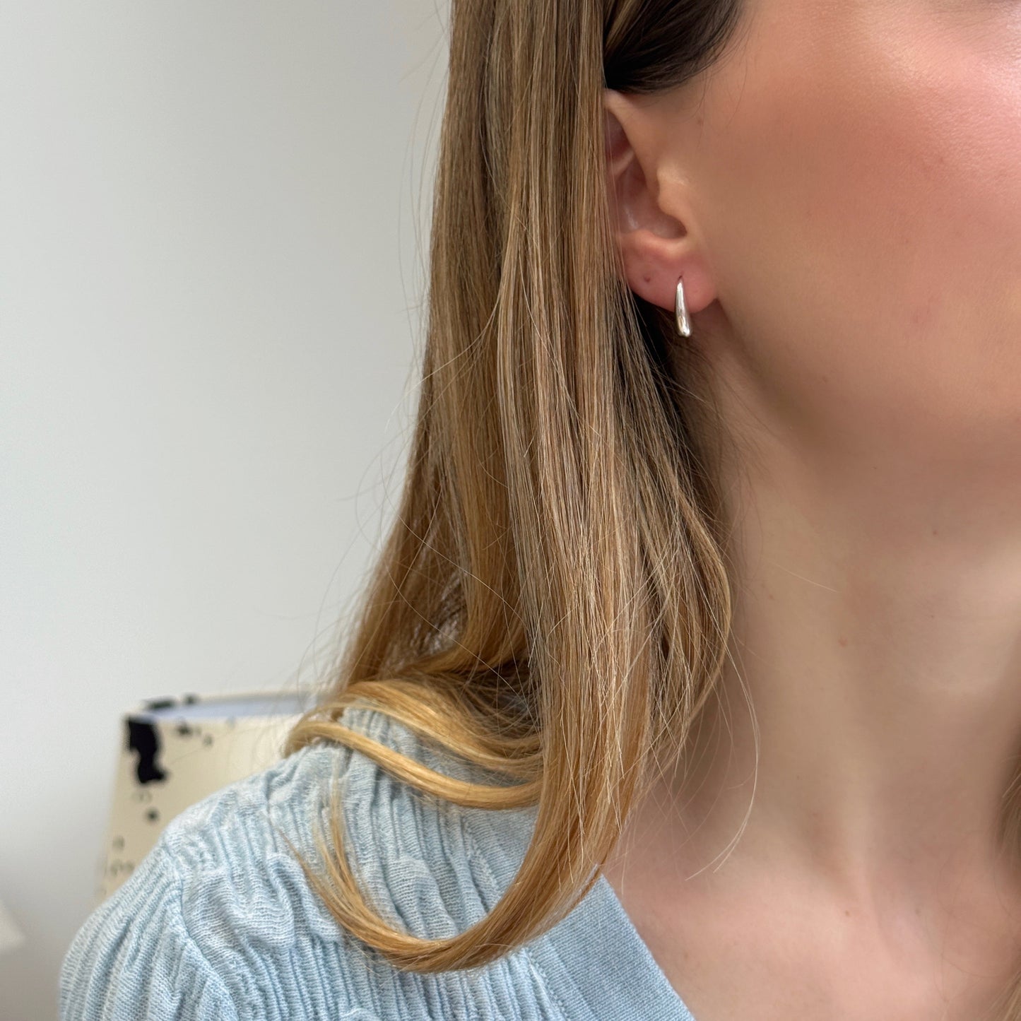 Silver Teardrop Hook Earrings