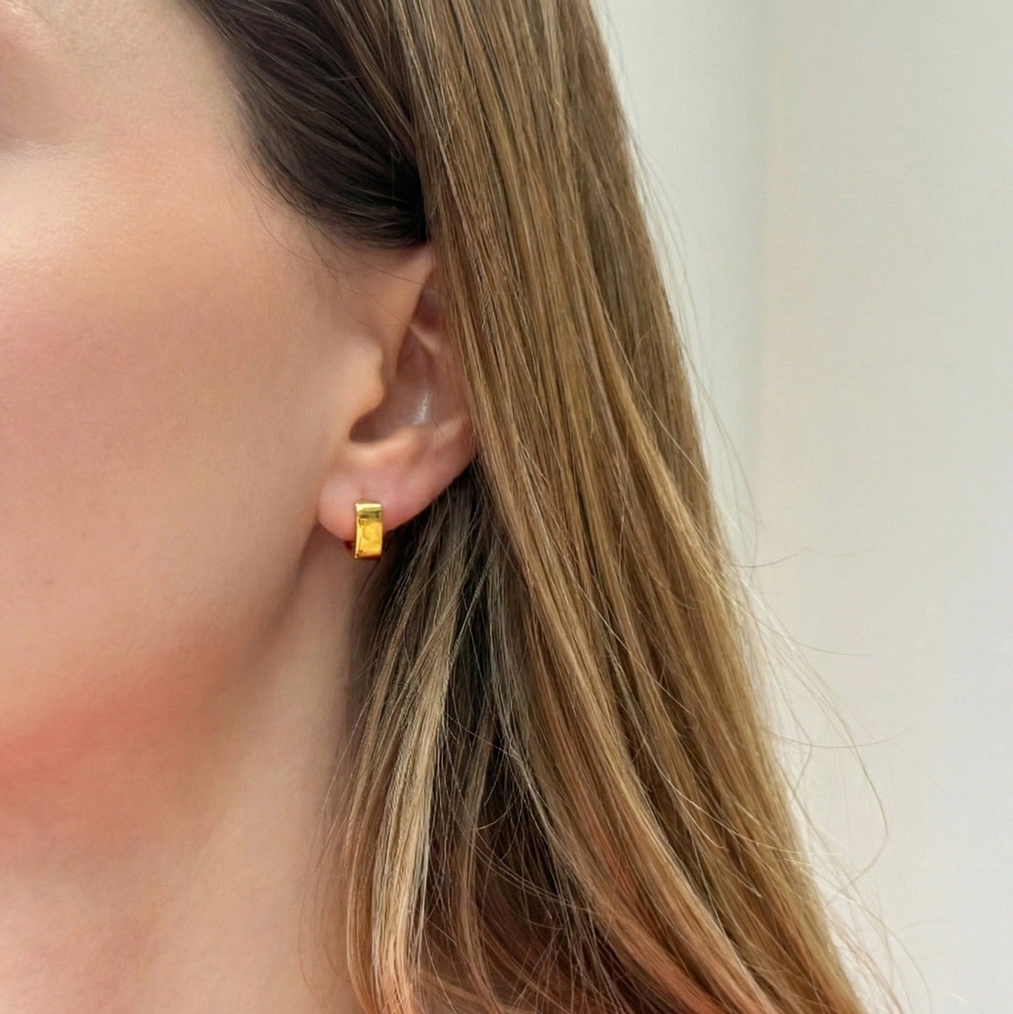 Silver Soft Square Huggie Earrings