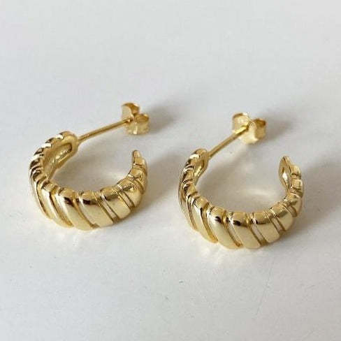 Mini Croissant Huggie Earrings